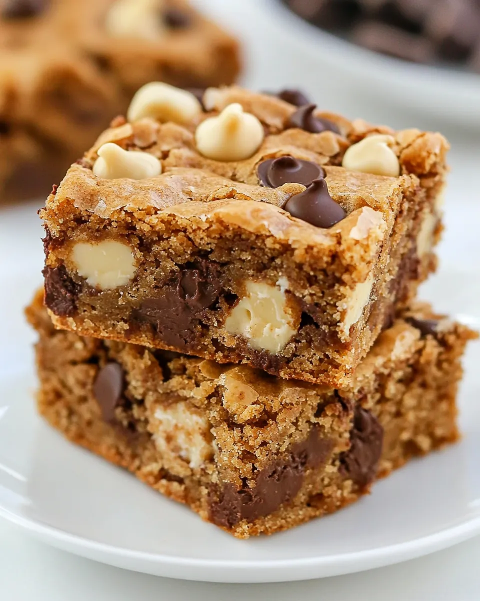 Homemade Thick and Chewy Triple Chocolate Peanut Butter Blondies photo