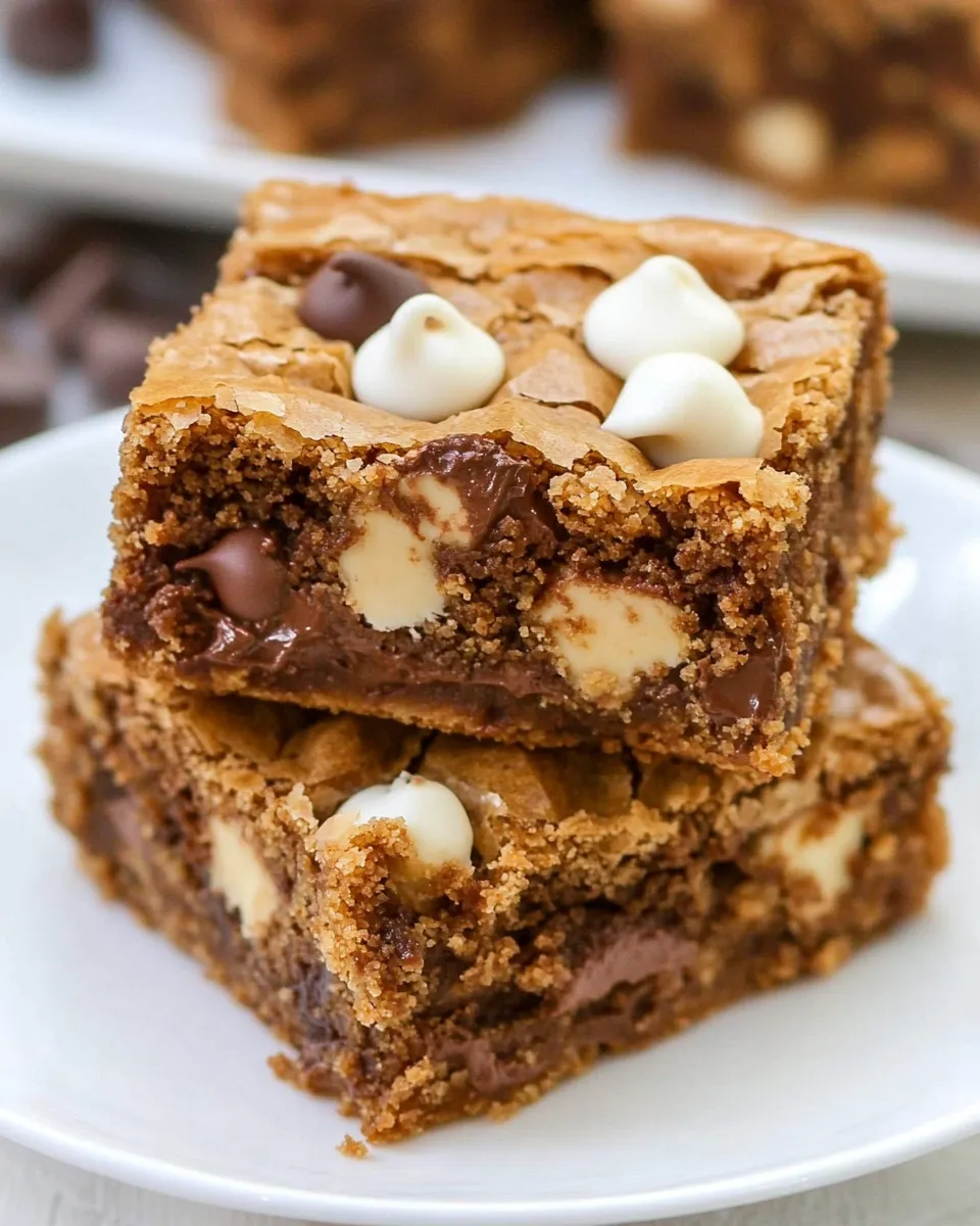 Classic Thick and Chewy Triple Chocolate Peanut Butter Blondies image