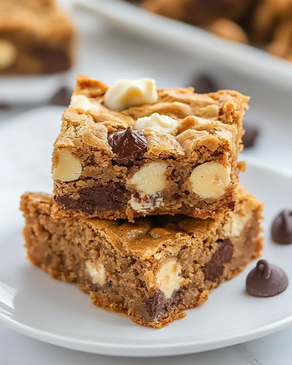 Easy Thick and Chewy Triple Chocolate Peanut Butter Blondies recipe photo