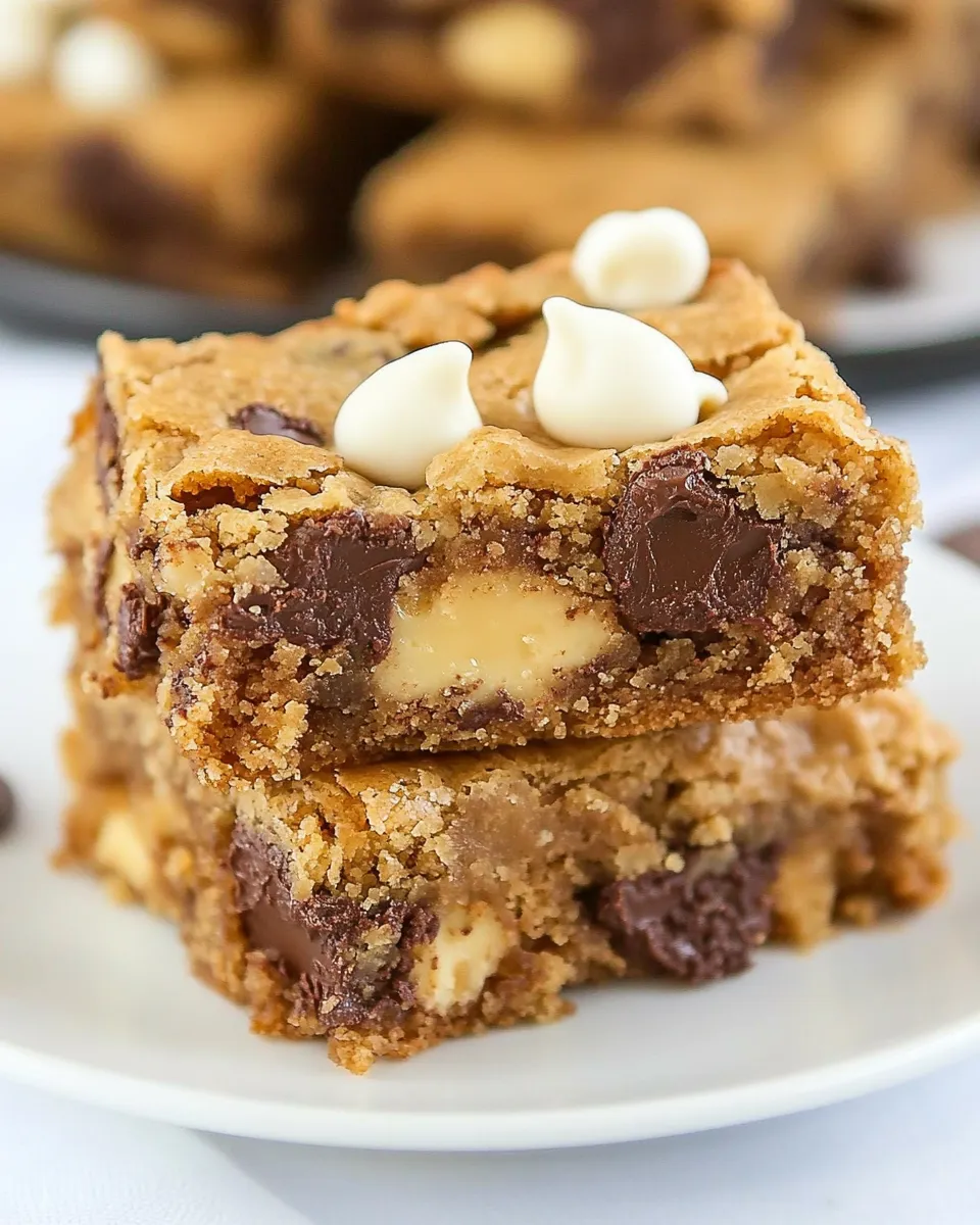 Delicious Thick and Chewy Triple Chocolate Peanut Butter Blondies shot