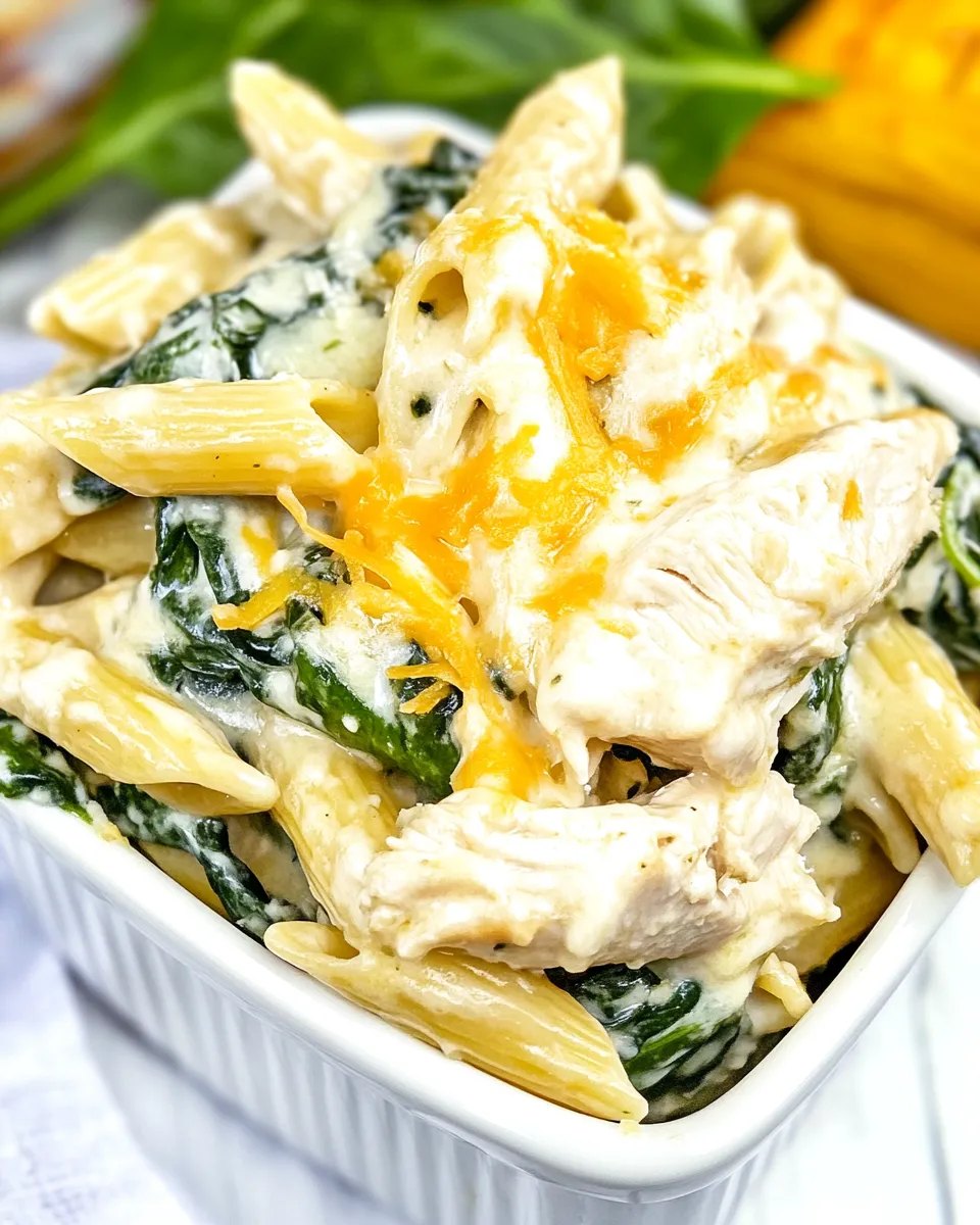 Homemade Three Cheese Chicken Spinach & Artichoke Alfredo Pasta photo