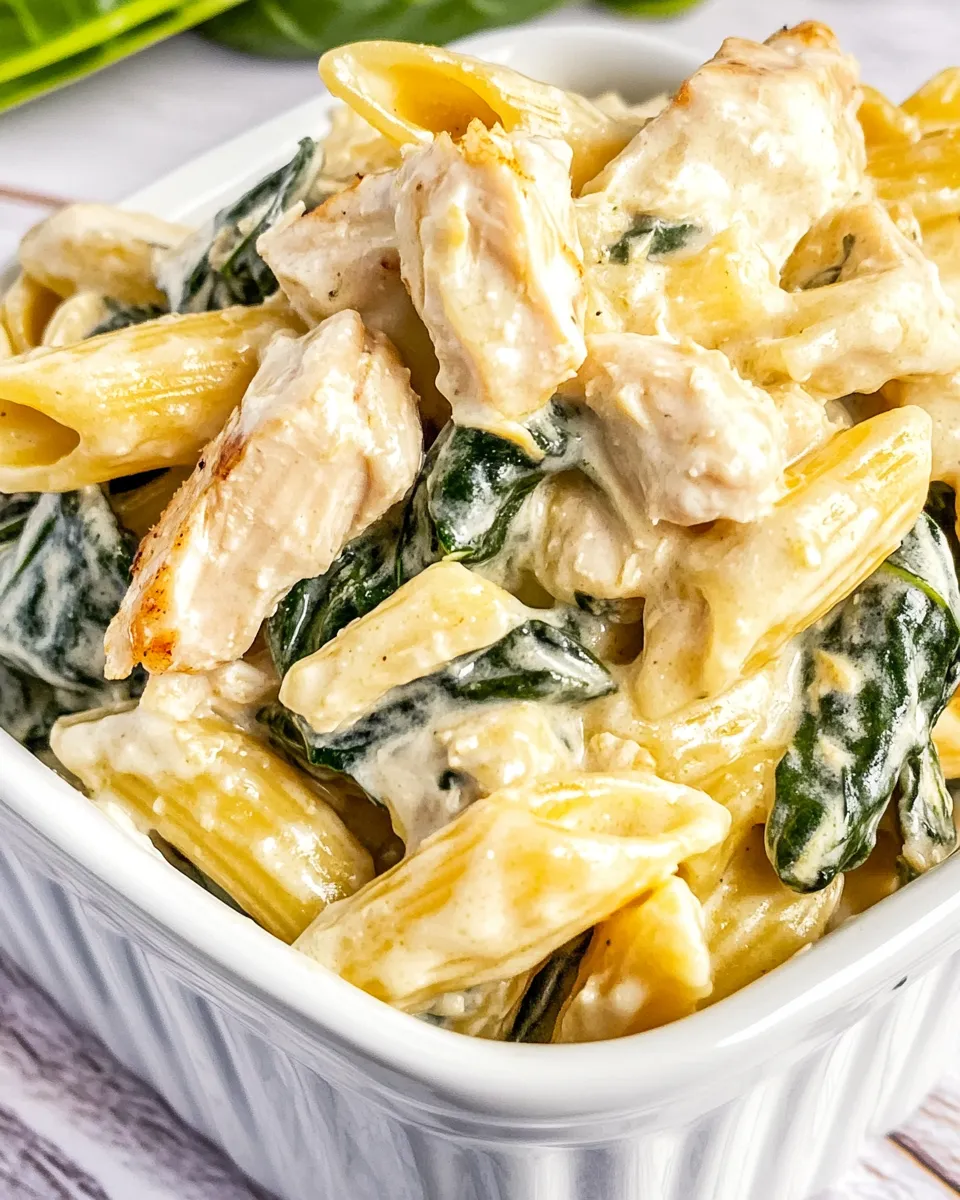 Easy Three Cheese Chicken Spinach & Artichoke Alfredo Pasta recipe photo