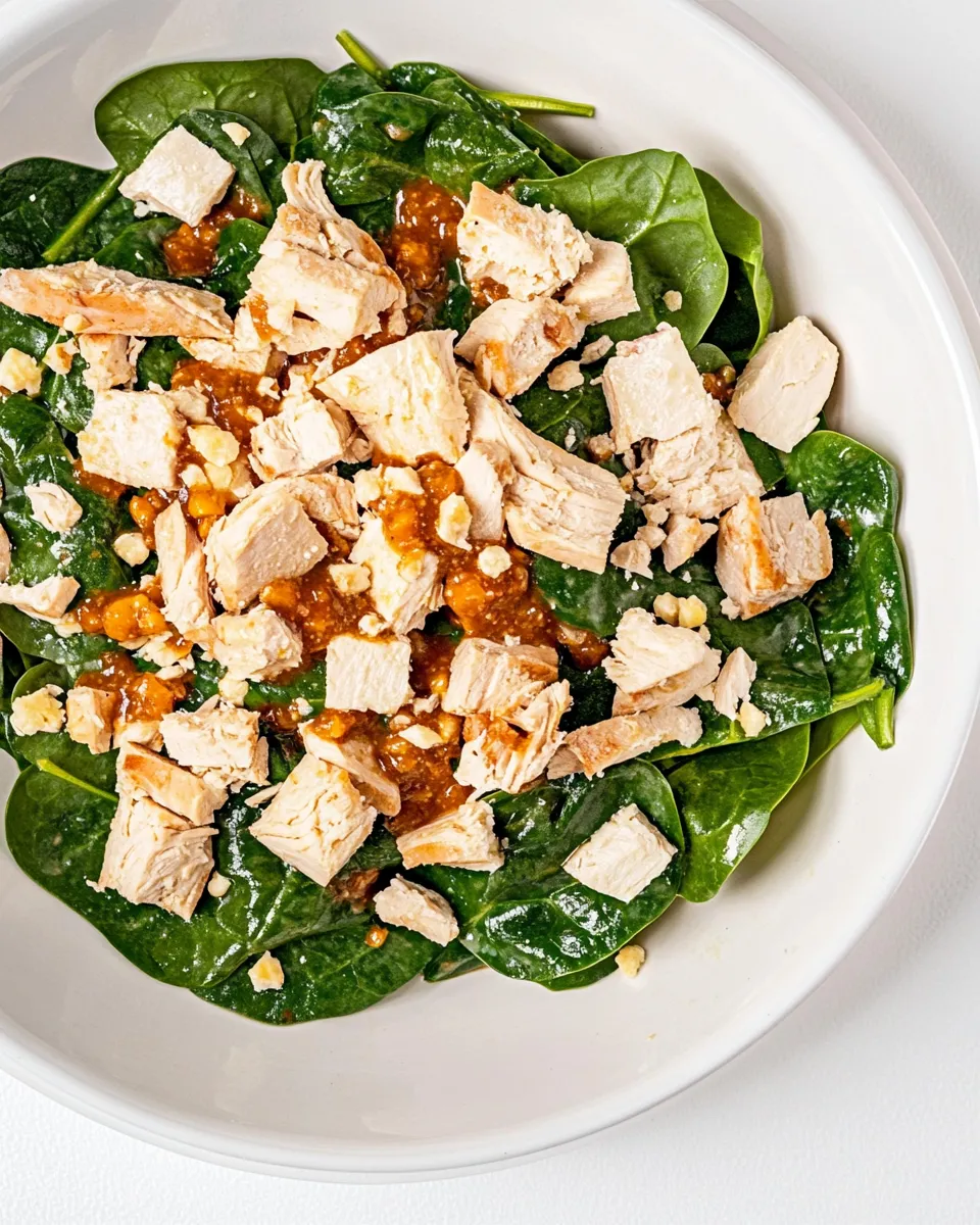 Easy Turkey Spinach Salad with Chutney Vinaigrette shot