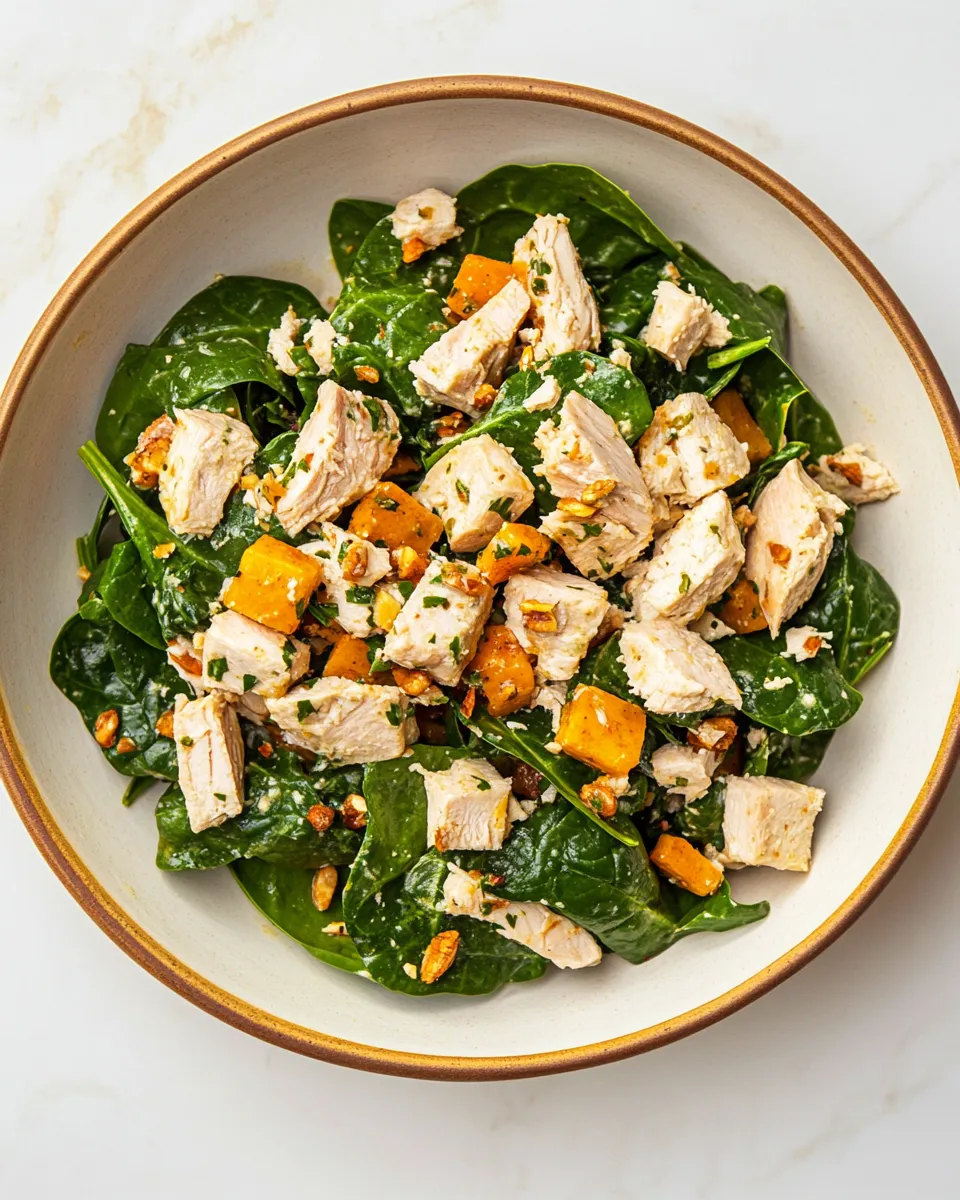 Delicious Turkey Spinach Salad with Chutney Vinaigrette recipe image