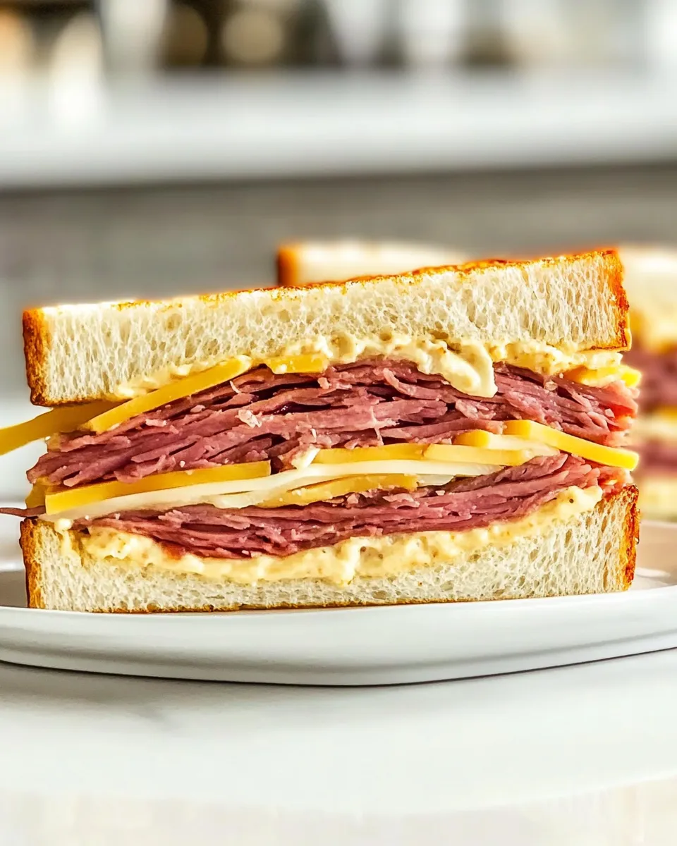 Delicious Ultimate Corned Beef Breakfast Sandwich Recipe with Swiss Cheese dish photo