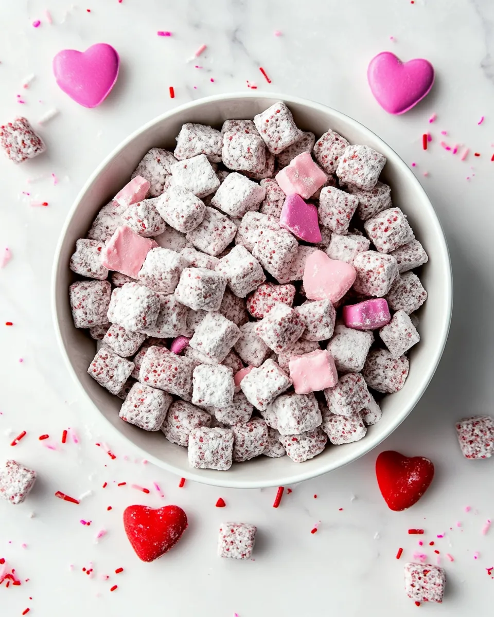 Classic Valentine Muddy Buddies dish photo