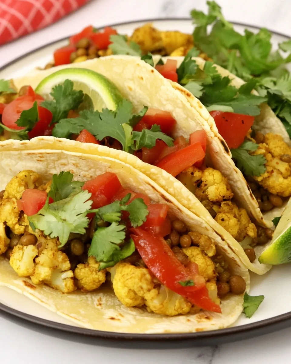 Easy Vegan Lentil Cauliflower Tacos shot