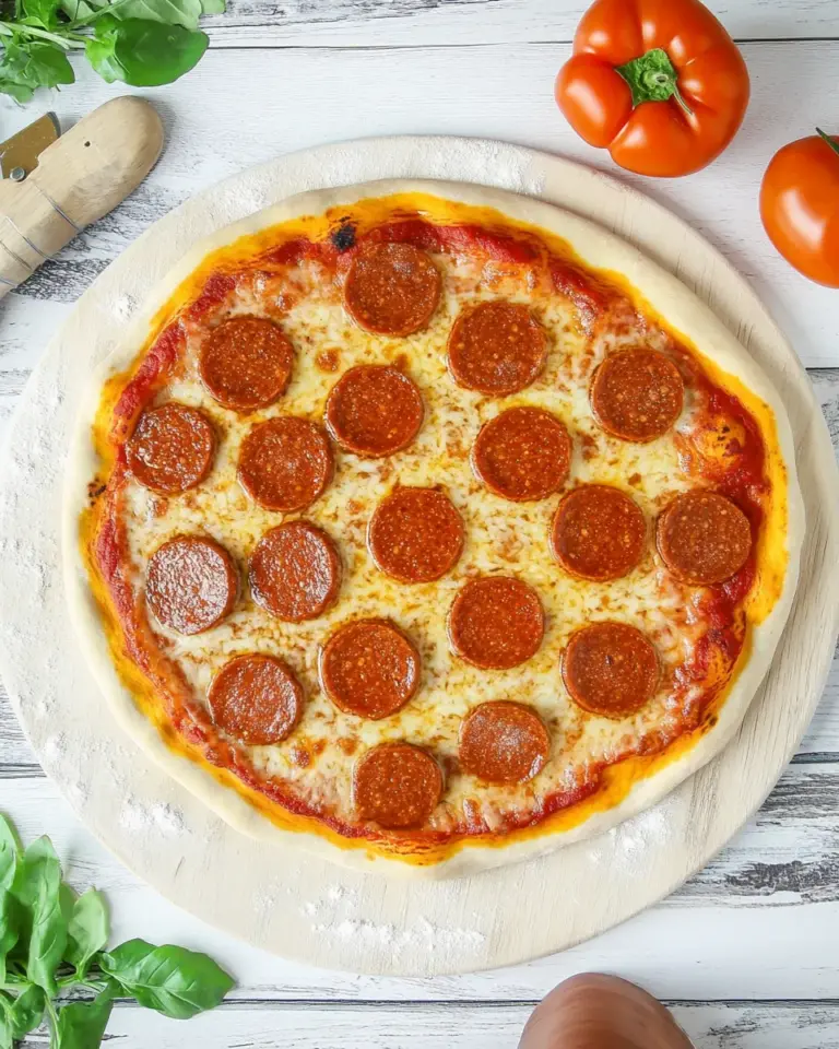 Homemade Vegan Pepperoni Pizza photo