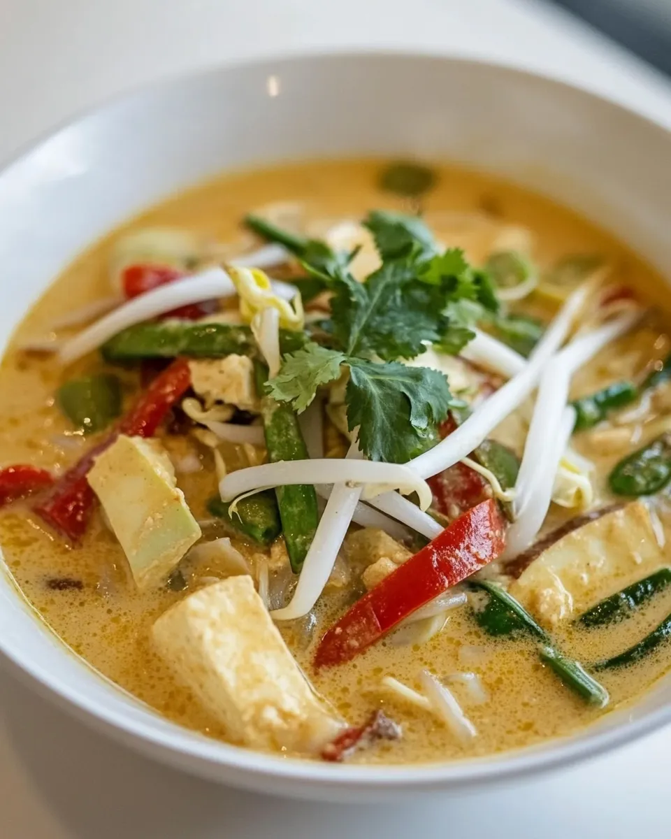Homemade Vegetable Thai Curry Noodle Soup photo