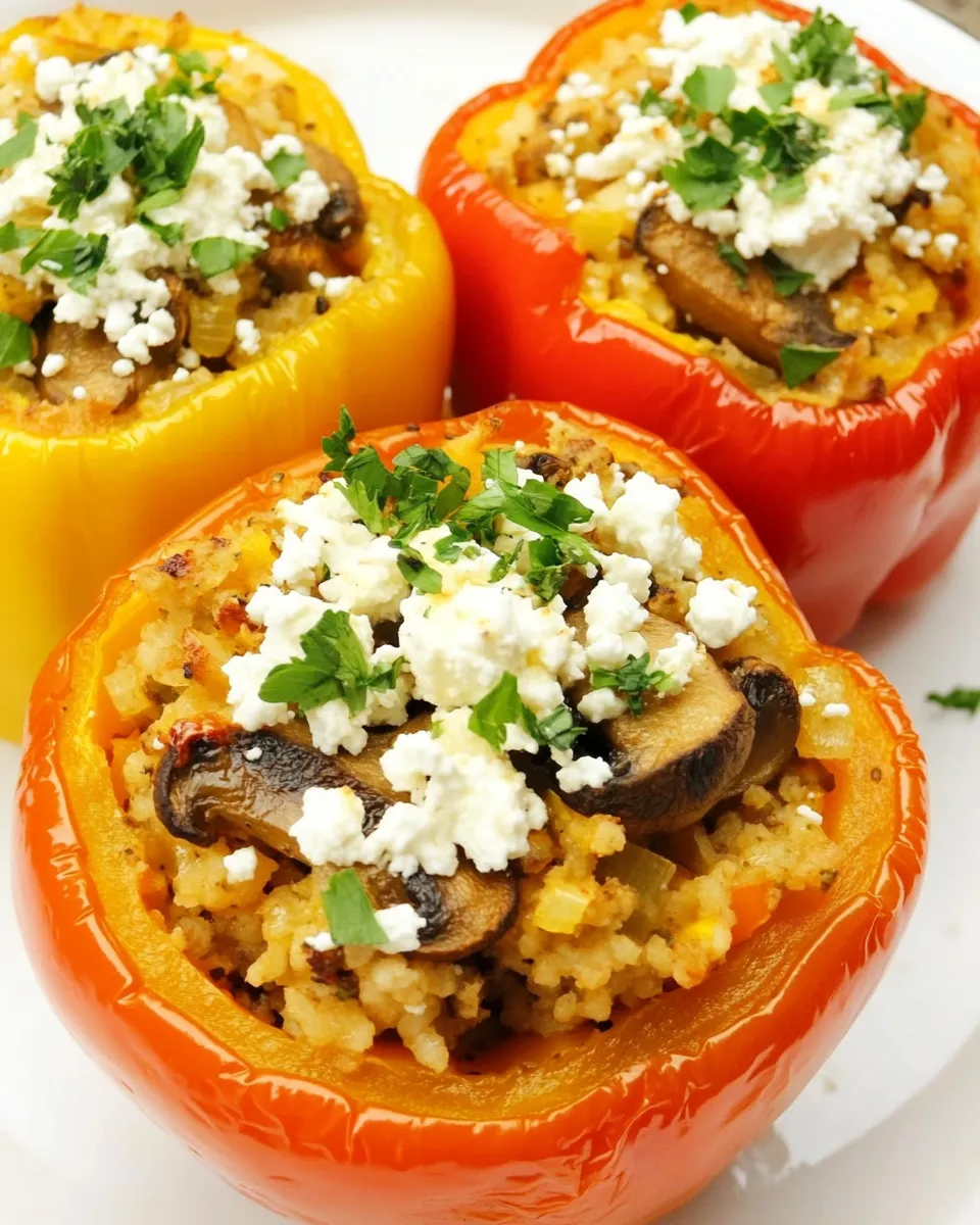 Delicious Vegetarian Stuffed Peppers (with Mushrooms and Feta) recipe photo