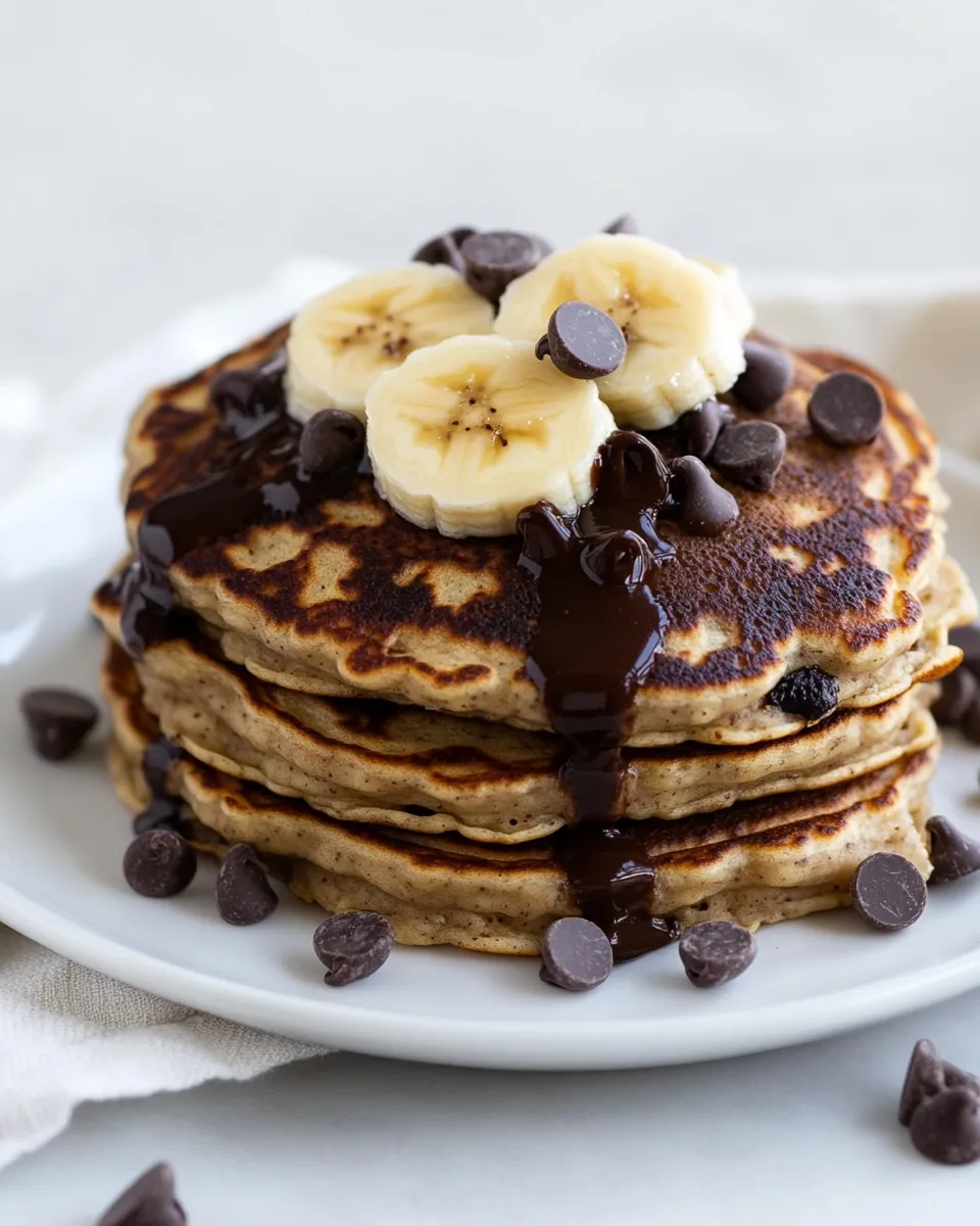 Homemade Whole Wheat Chocolate Chip Banana Bread Pancakes photo