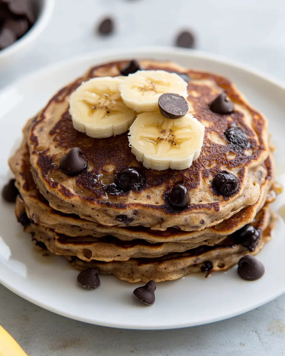 Delicious Whole Wheat Chocolate Chip Banana Bread Pancakes image