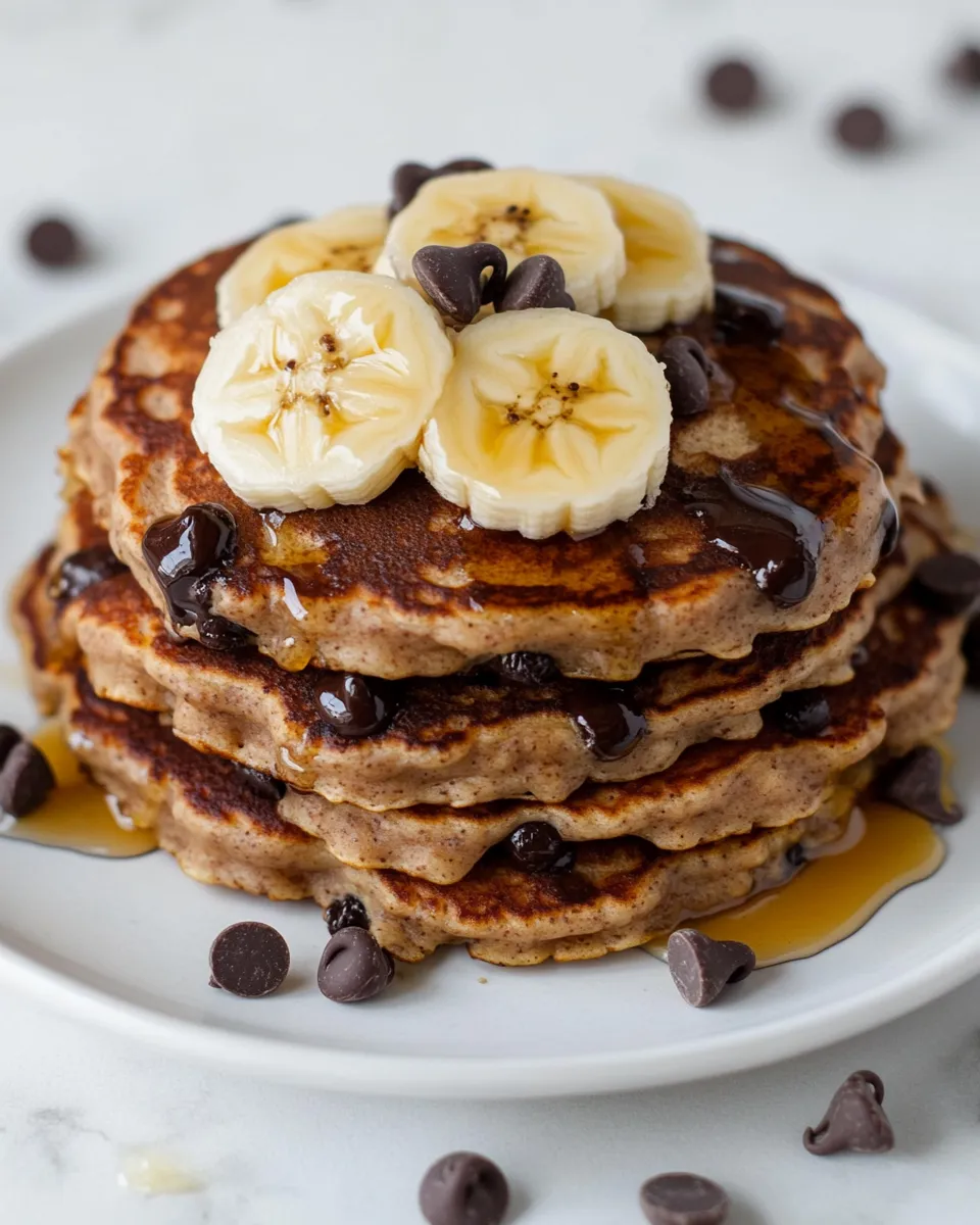 Healthy Whole Wheat Chocolate Chip Banana Bread Pancakes shot