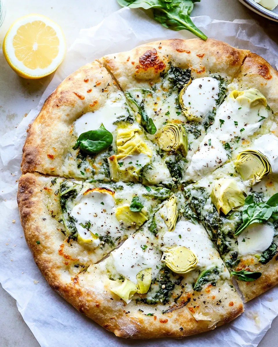 Delicious Whole Wheat Spinach and Artichoke Pizza . image